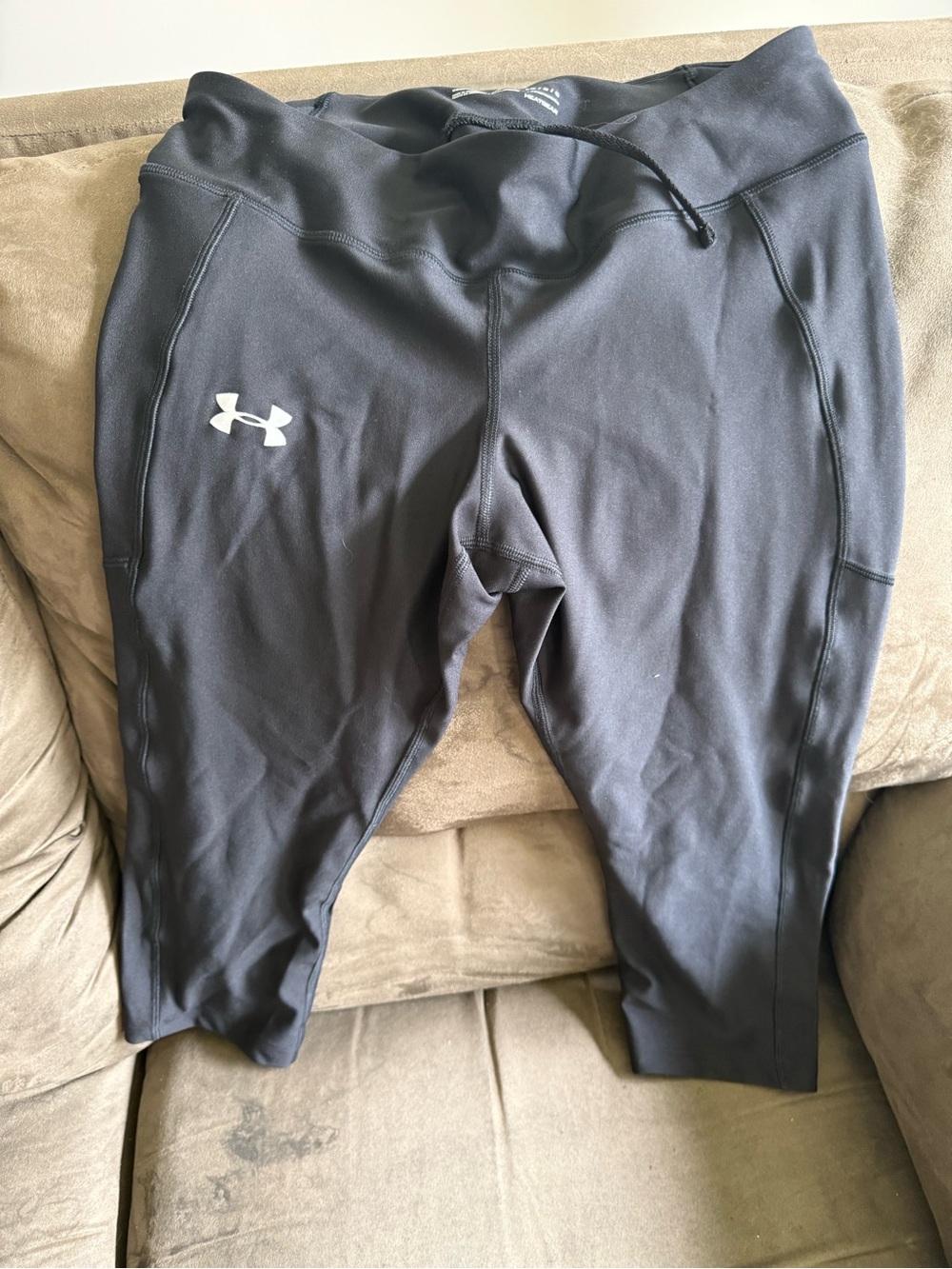 Under Armour Black Compression Leggings with White Logo